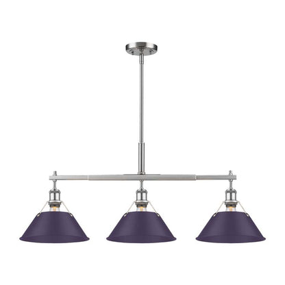 Yep by Golden Lighting Orwell 3-light Island Light in Pewter and Exotic Purple shade - - Golden Lighting