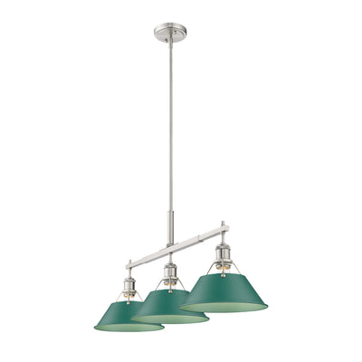 Yep by Golden Lighting Orwell 3-light Island Light in Pewter and Pine Green shade - - Golden Lighting