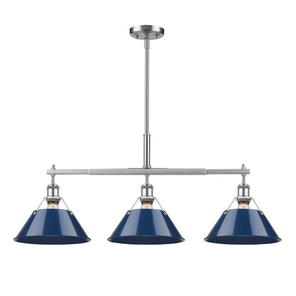Yep by Golden Lighting Orwell 3-light Island Light in Pewter and Navy Blue shade - - Golden Lighting