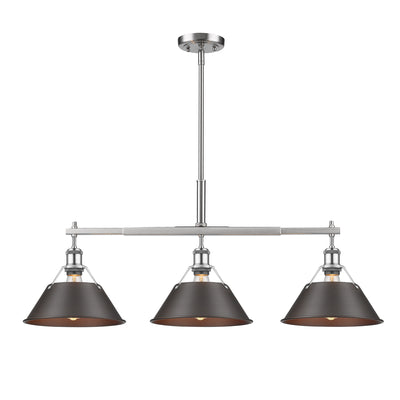 Yep by Golden Lighting Orwell 3-light Island Light in Pewter and Rubbed Bronze shade - - Golden Lighting