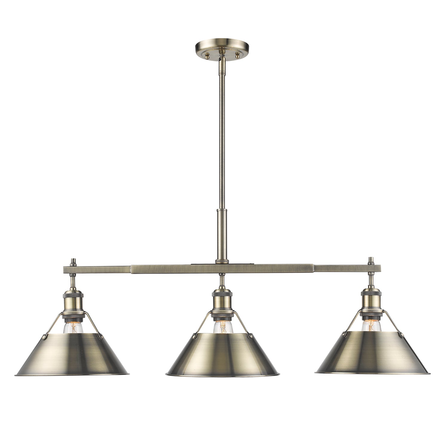 Orwell 3-Light Linear Pendant in Aged Brass - - Golden Lighting