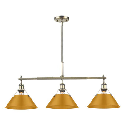 Yep by Golden Lighting Orwell 3-light Island Light in Aged Brass and Auric Yellow shade - Default Title - Golden Lighting