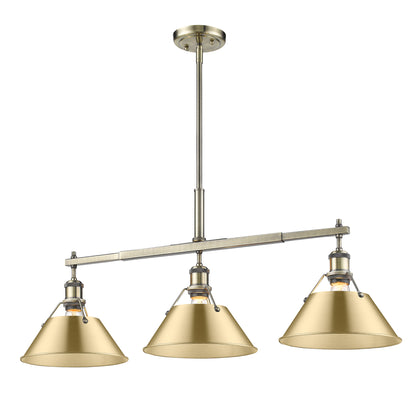 Orwell 3-Light Linear Pendant in Aged Brass with Brushed Champagne Bronze - Aged Brass / Brushed Champagne Bronze / Gold - Golden Lighting