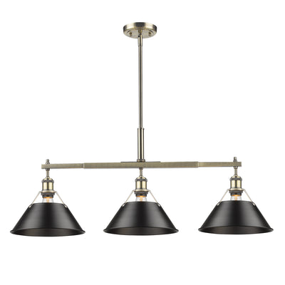 Yep by Golden Lighting Orwell 3-light Island Light in Aged Brass and Matte Black shade - - Golden Lighting