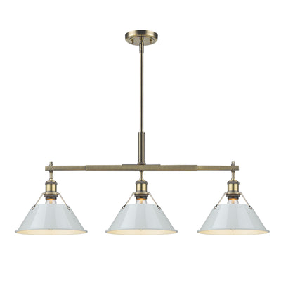 Yep by Golden Lighting Orwell 3-light Island Light in Aged Brass and Dusky Blue shade - - Golden Lighting
