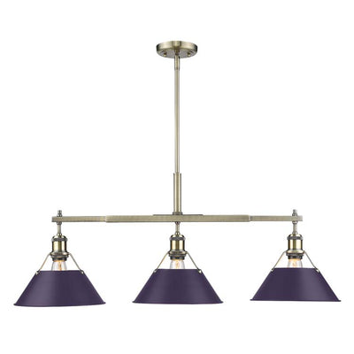 Yep by Golden Lighting Orwell 3-light Island Light in Aged Brass and Exotic Purple shade - Default Title - Golden Lighting