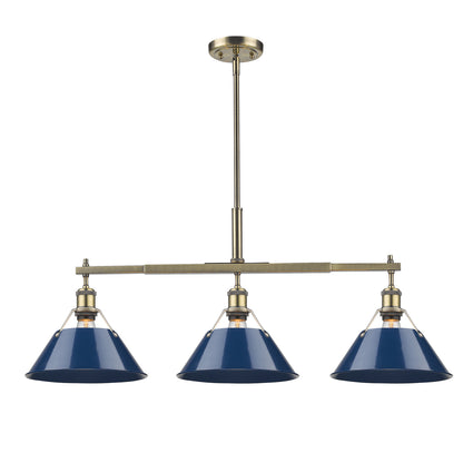 Yep by Golden Lighting Orwell 3-light Island Light in Aged Brass and Navy Blue shade - - Golden Lighting