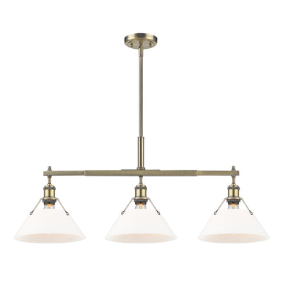 Yep by Golden Lighting Orwell 3-light Island Light in Aged Brass and Opal Glass - - Golden Lighting