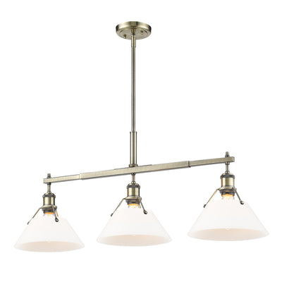 Yep by Golden Lighting Orwell 3-light Island Light in Aged Brass and Opal Glass - - Golden Lighting