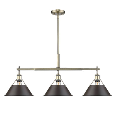 Yep by Golden Lighting Orwell 3-light Island Light in Aged Brass and Rubbed Bronze shade - - Golden Lighting