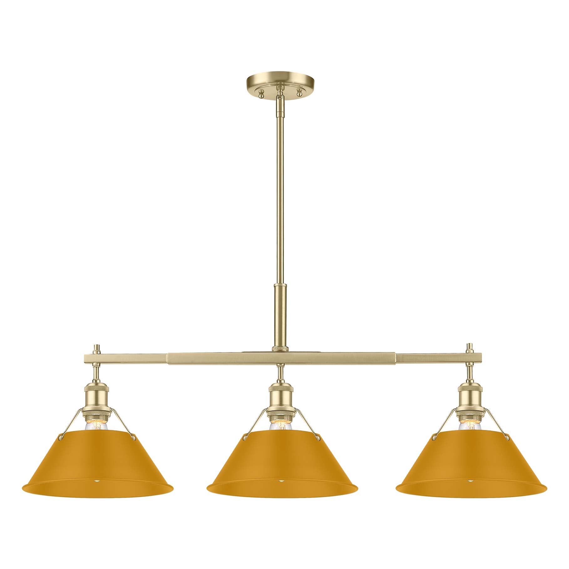 Yep by Golden Lighting Orwell 3-light Island Light in Brushed Champagne Brass and Auric Yellow shade