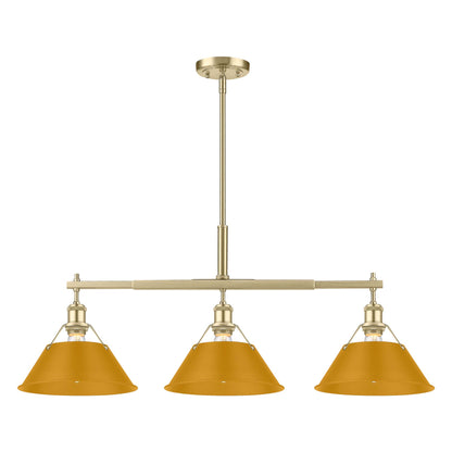 Yep by Golden Lighting Orwell 3-light Island Light in Brushed Champagne Brass and Auric Yellow shade