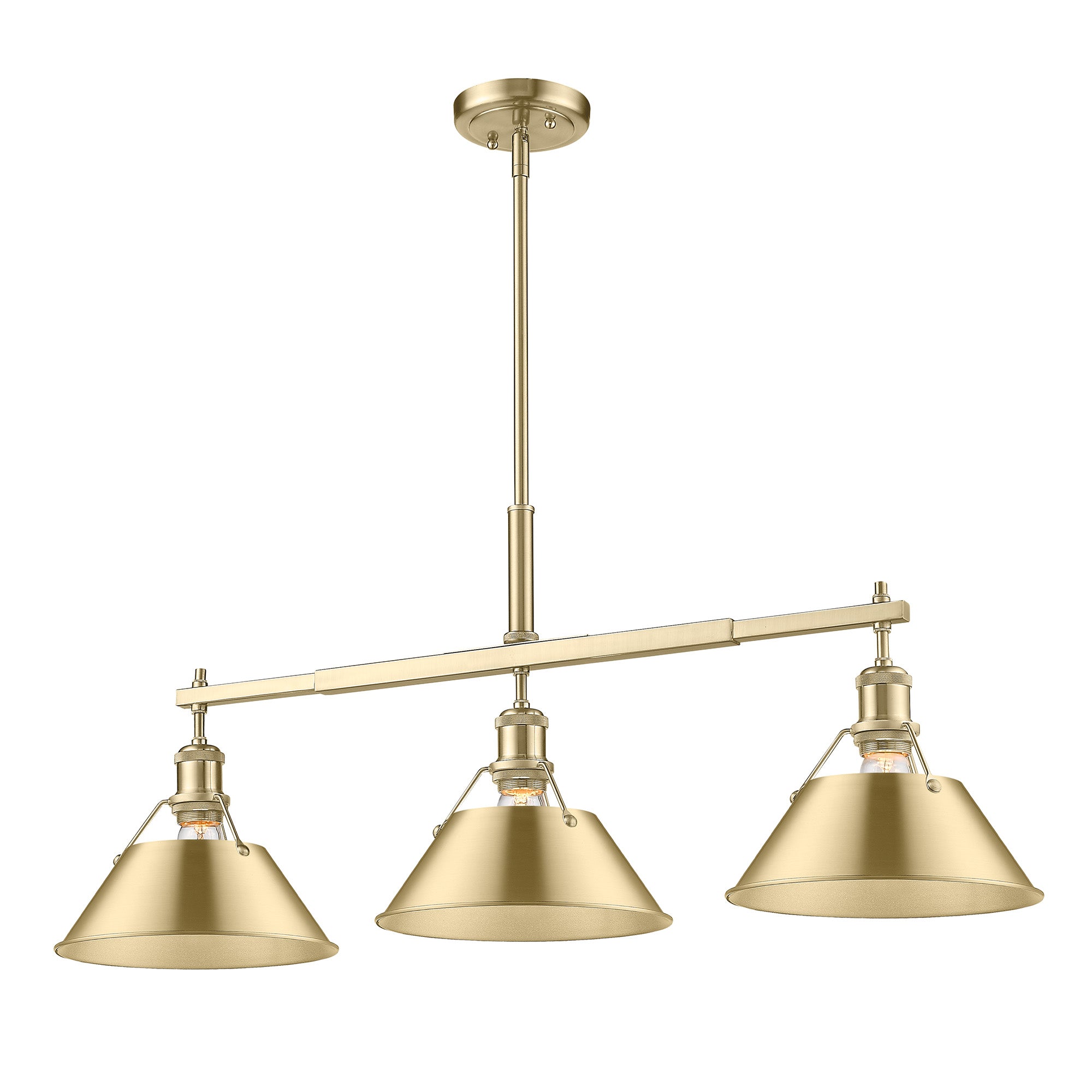 Orwell 3-Light Linear Pendant in Brushed Champagne Bronze - Brushed Champagne Bronze / Brushed Champagne Bronze / Gold - Golden Lighting