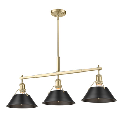 Orwell 3-Light Linear Pendant in Brushed Champagne Bronze with Matte Black - Brushed Champagne Bronze / Matte Black / Black - Golden Lighting