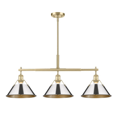 Yep by Golden Lighting Orwell 3-light Island Light in Brushed Champagne Brass and Chrome shade - - Golden Lighting