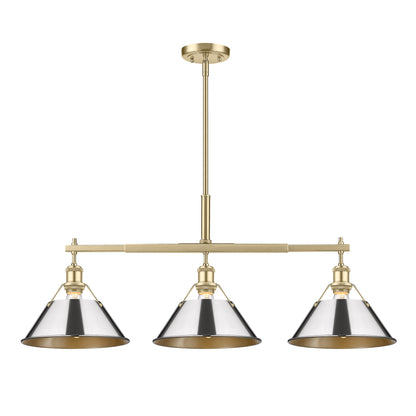 Orwell 3-Light Linear Pendant in Brushed Champagne Bronze with Chrome - - Golden Lighting