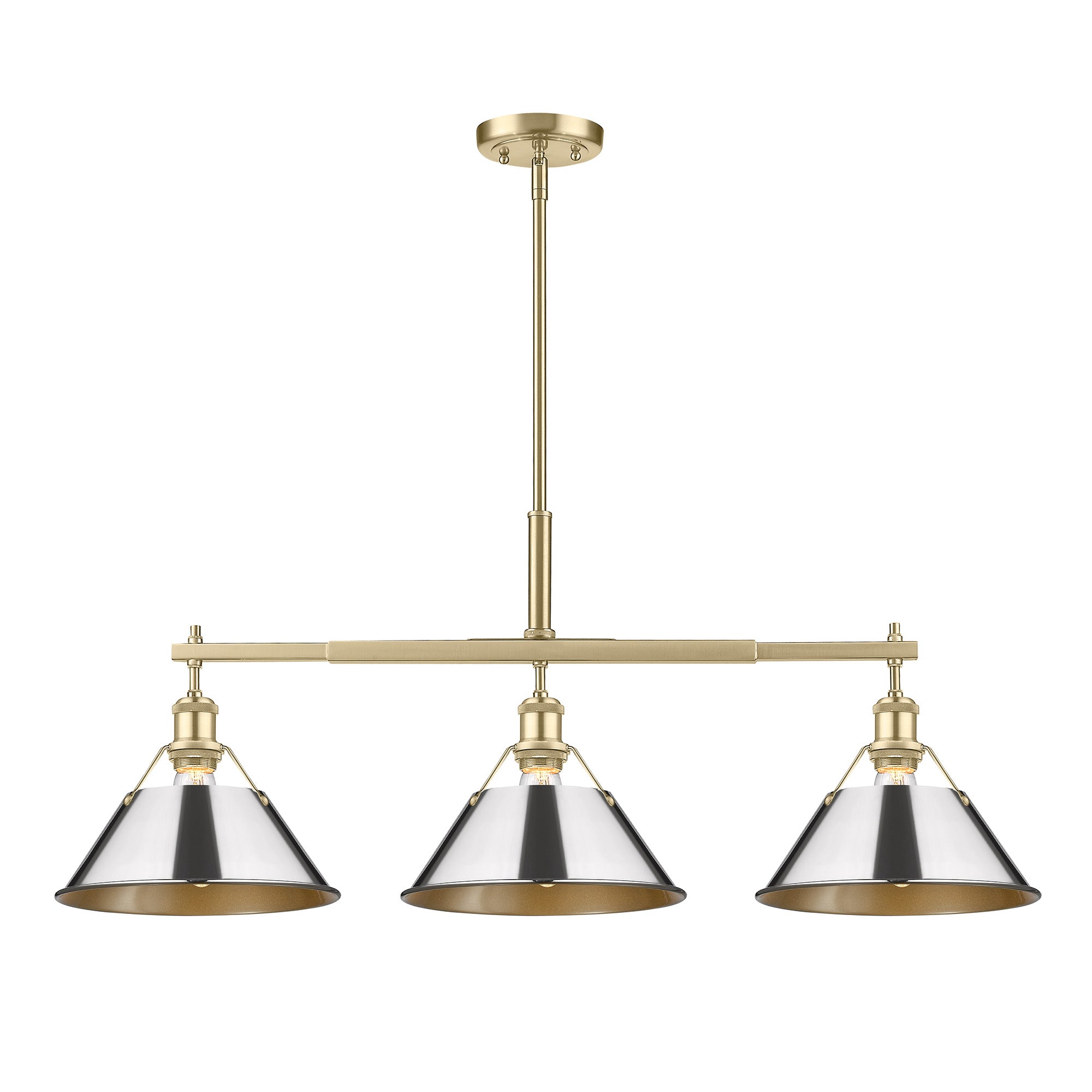 Orwell 3-Light Linear Pendant in Brushed Champagne Bronze with Chrome - - Golden Lighting