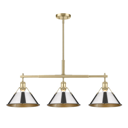Orwell 3-Light Linear Pendant in Brushed Champagne Bronze with Chrome - - Golden Lighting