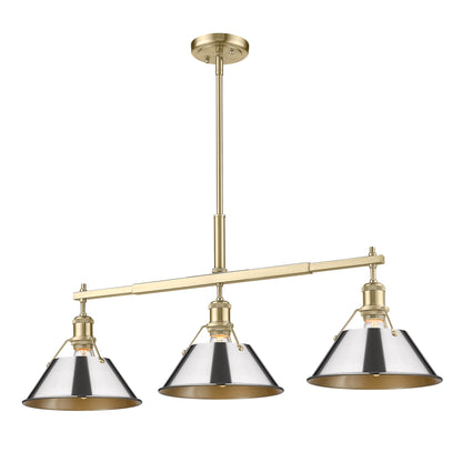 Orwell 3-Light Linear Pendant in Brushed Champagne Bronze with Chrome - Brushed Champagne Bronze / Chrome / Silver - Golden Lighting