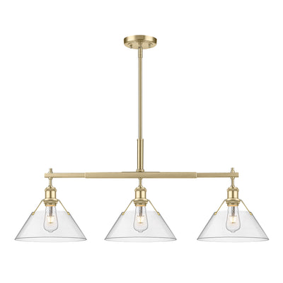 Yep by Golden Lighting Orwell 3-light Island Light in Brushed Champagne Brass and Clear Glass - - Golden Lighting