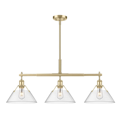 Orwell 3-Light Linear Pendant in Brushed Champagne Bronze with Clear Glass - - Golden Lighting