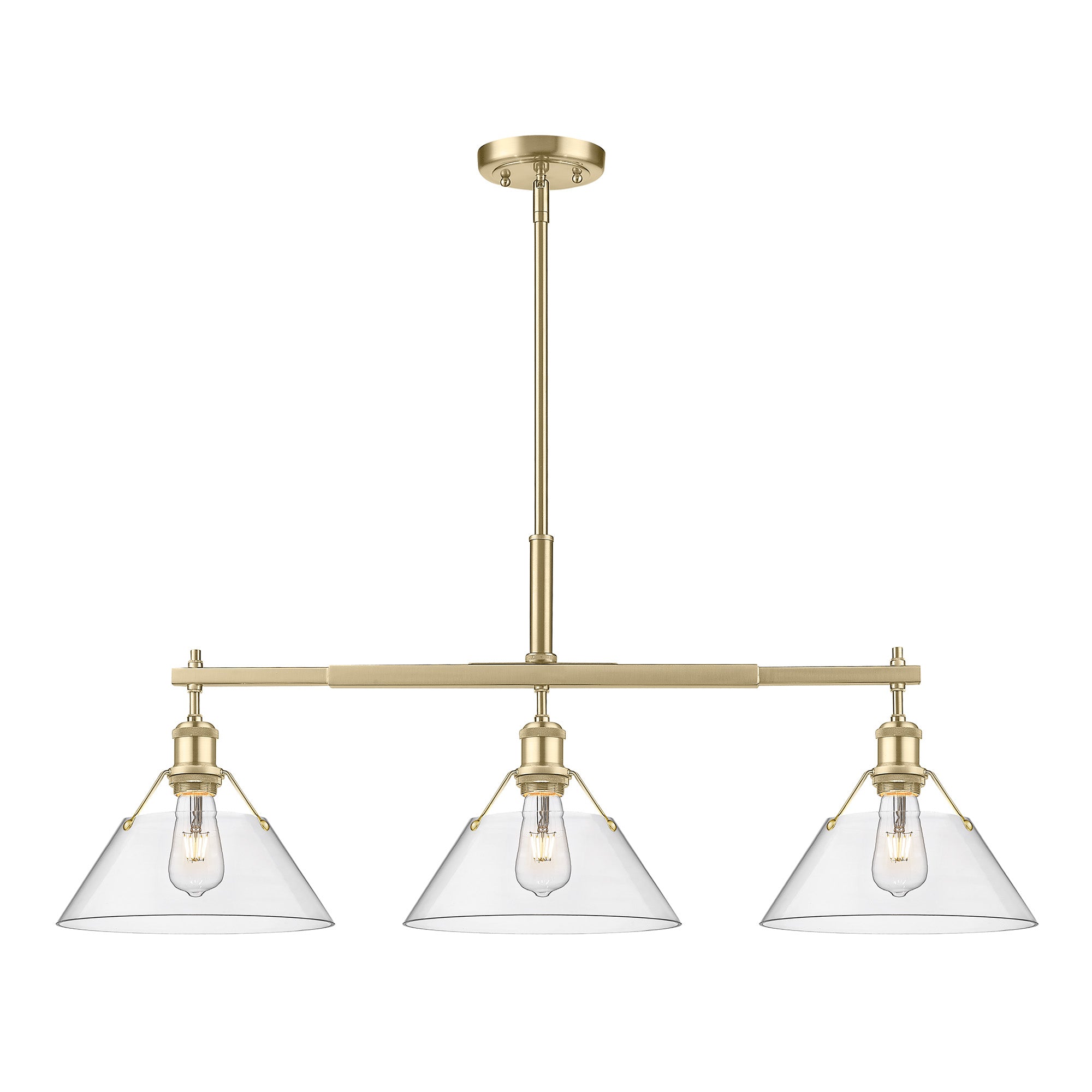 Orwell 3-Light Linear Pendant in Brushed Champagne Bronze with Clear Glass - - Golden Lighting