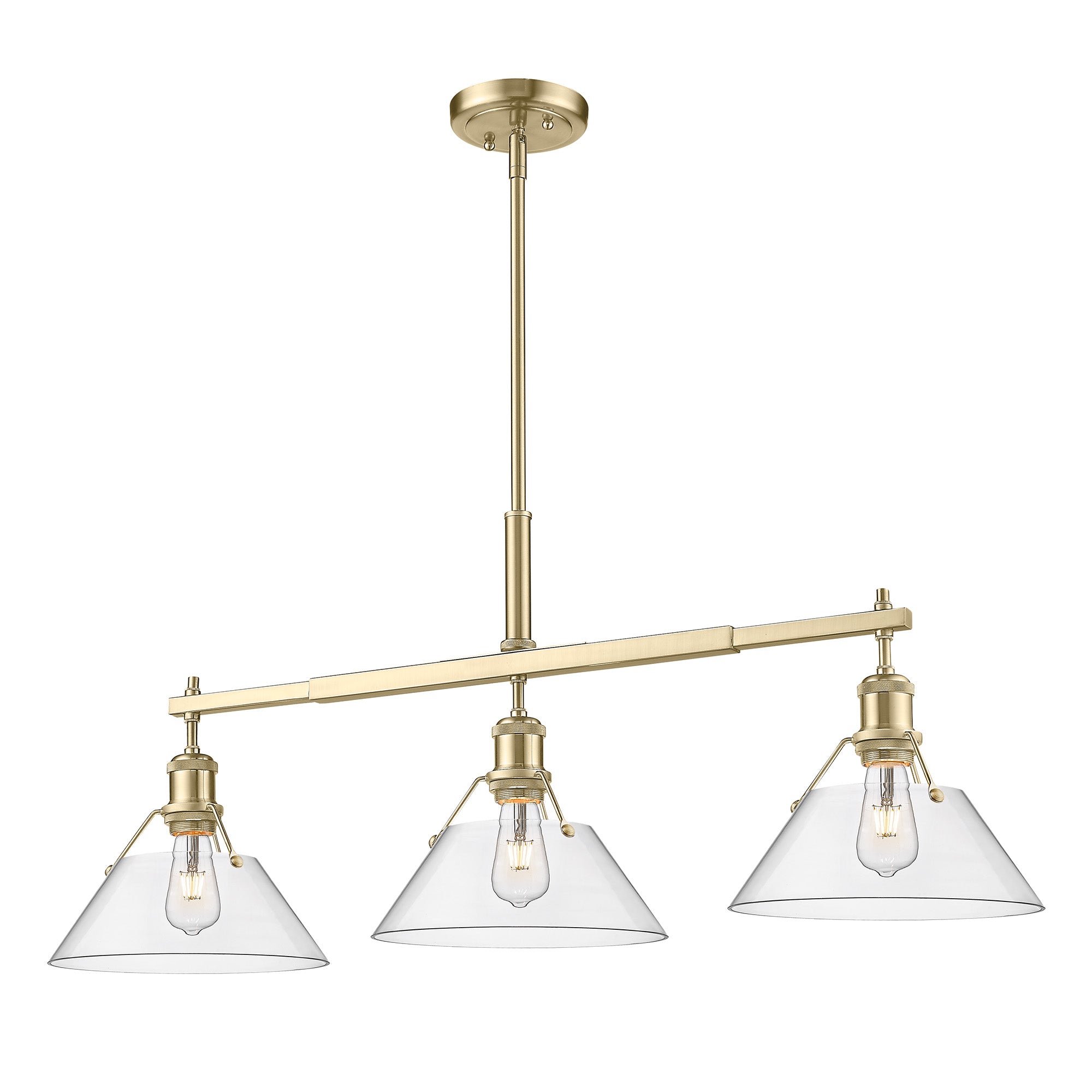 Orwell 3-Light Linear Pendant in Brushed Champagne Bronze with Clear Glass - Brushed Champagne Bronze / Clear Glass / Clear - Golden Lighting