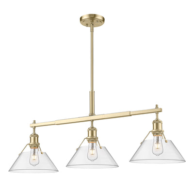 Yep by Golden Lighting Orwell 3-light Island Light in Brushed Champagne Brass and Clear Glass - - Golden Lighting