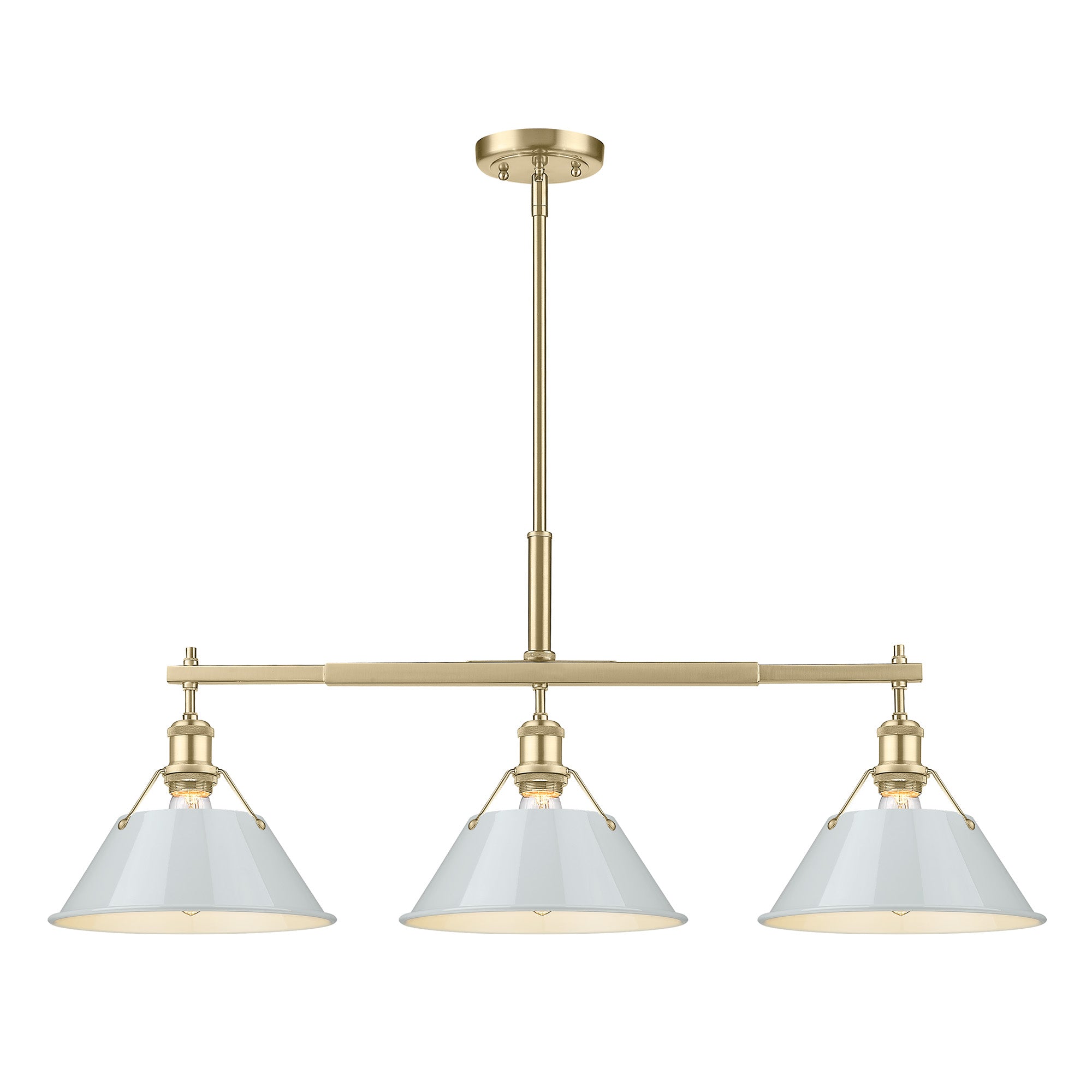 Orwell 3-Light Linear Pendant in Brushed Champagne Bronze with Dusky Blue - - Golden Lighting