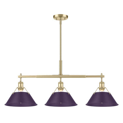 Yep by Golden Lighting Orwell 3-light Island Light in Brushed Champagne Brass and Exotic Purple shade