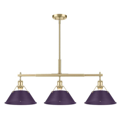 Yep by Golden Lighting Orwell 3-light Island Light in Brushed Champagne Brass and Exotic Purple shade - Default Title - Golden Lighting