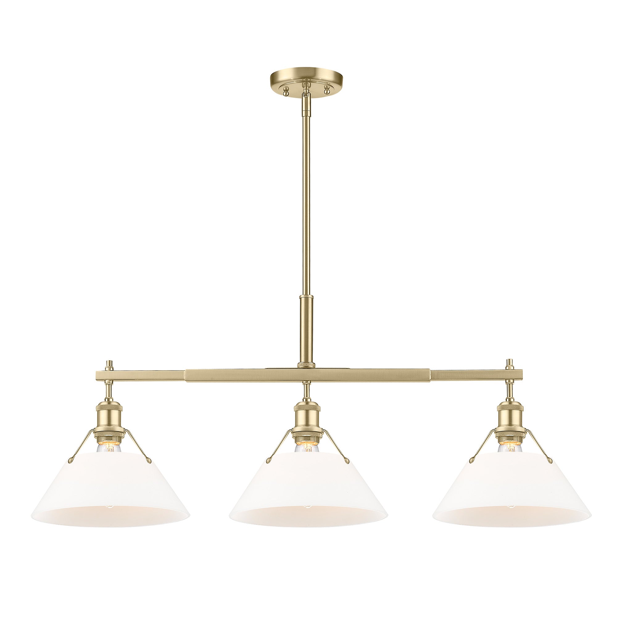 Orwell 3-Light Linear Pendant in Brushed Champagne Bronze with Opal Glass - - Golden Lighting