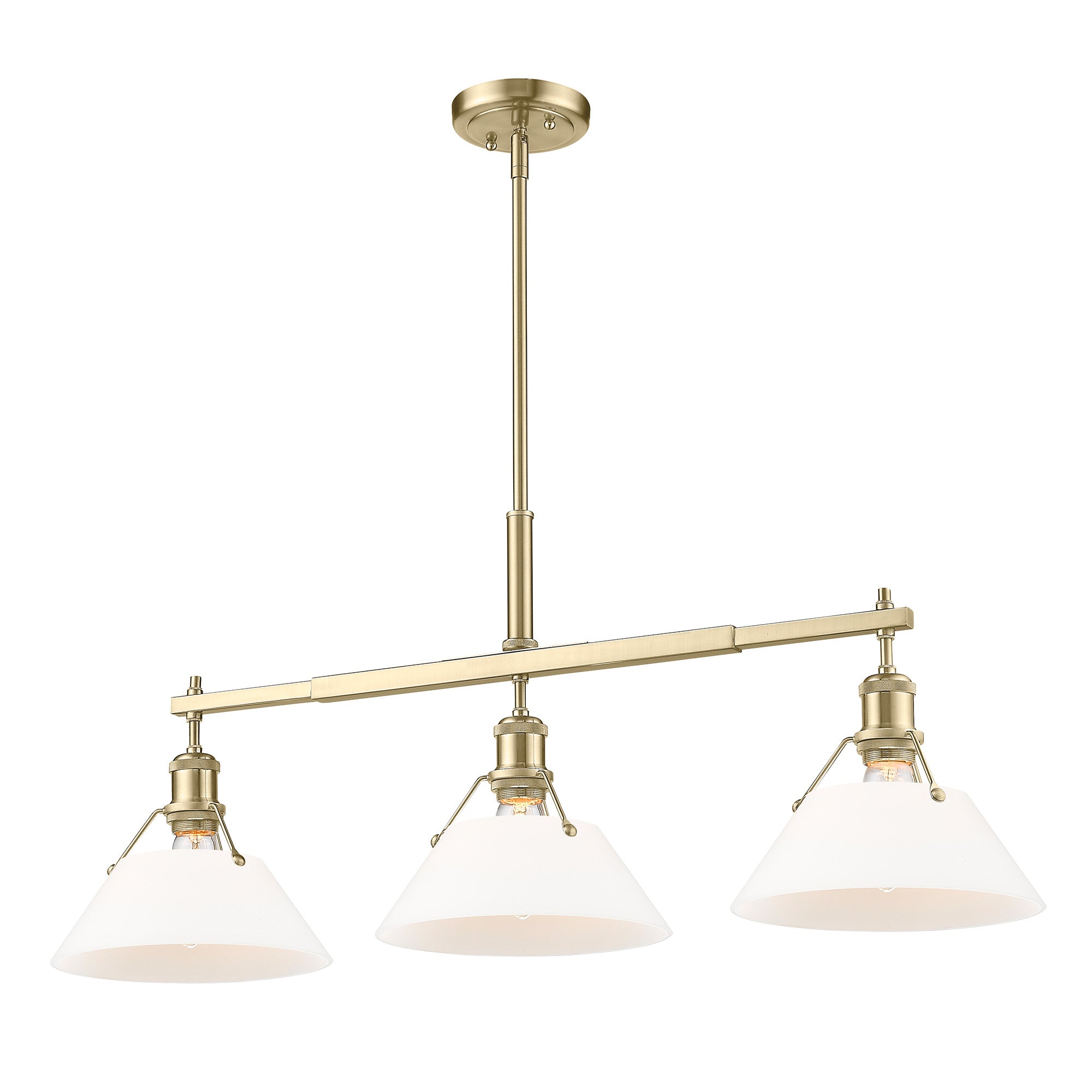 Orwell 3-Light Linear Pendant in Brushed Champagne Bronze with Opal Glass - Brushed Champagne Bronze / Opal Glass / White - Golden Lighting