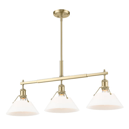 Orwell 3-Light Linear Pendant in Brushed Champagne Bronze with Opal Glass - Brushed Champagne Bronze / Opal Glass / White - Golden Lighting