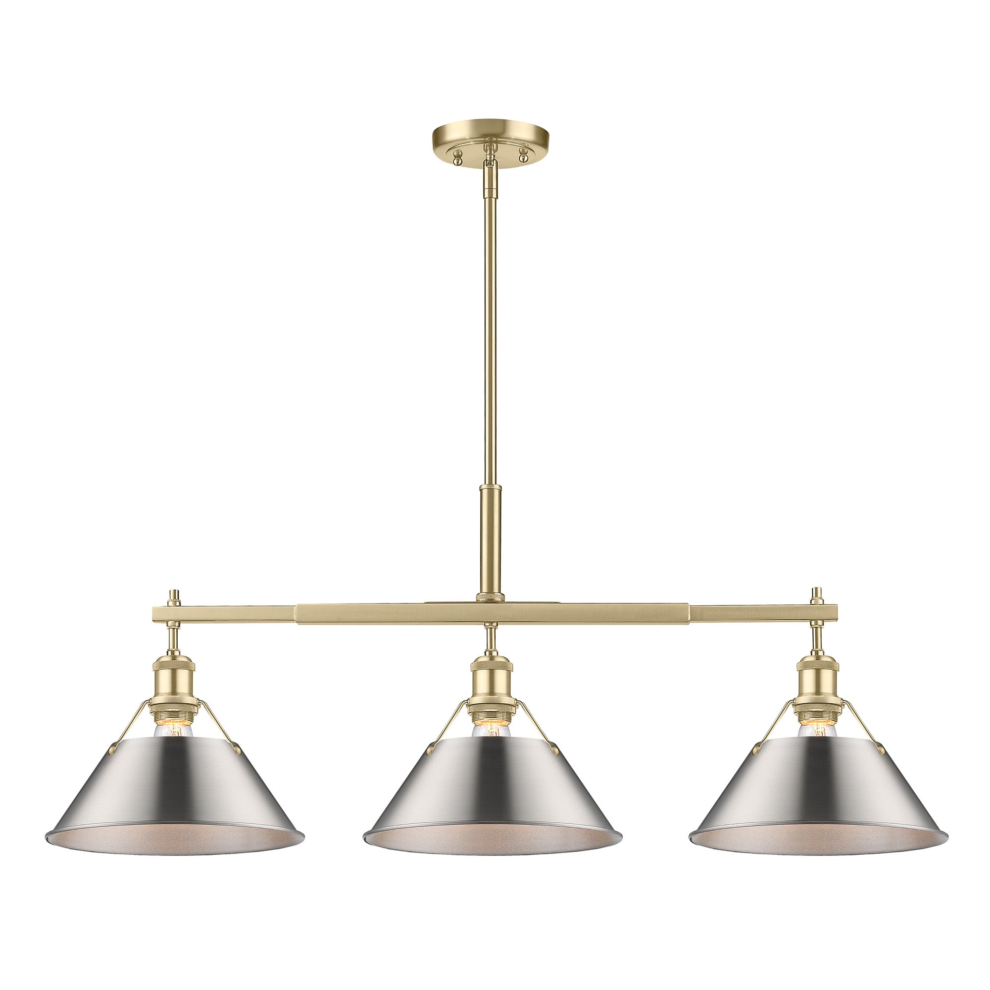 Orwell 3-Light Linear Pendant in Brushed Champagne Bronze with Pewter - - Golden Lighting