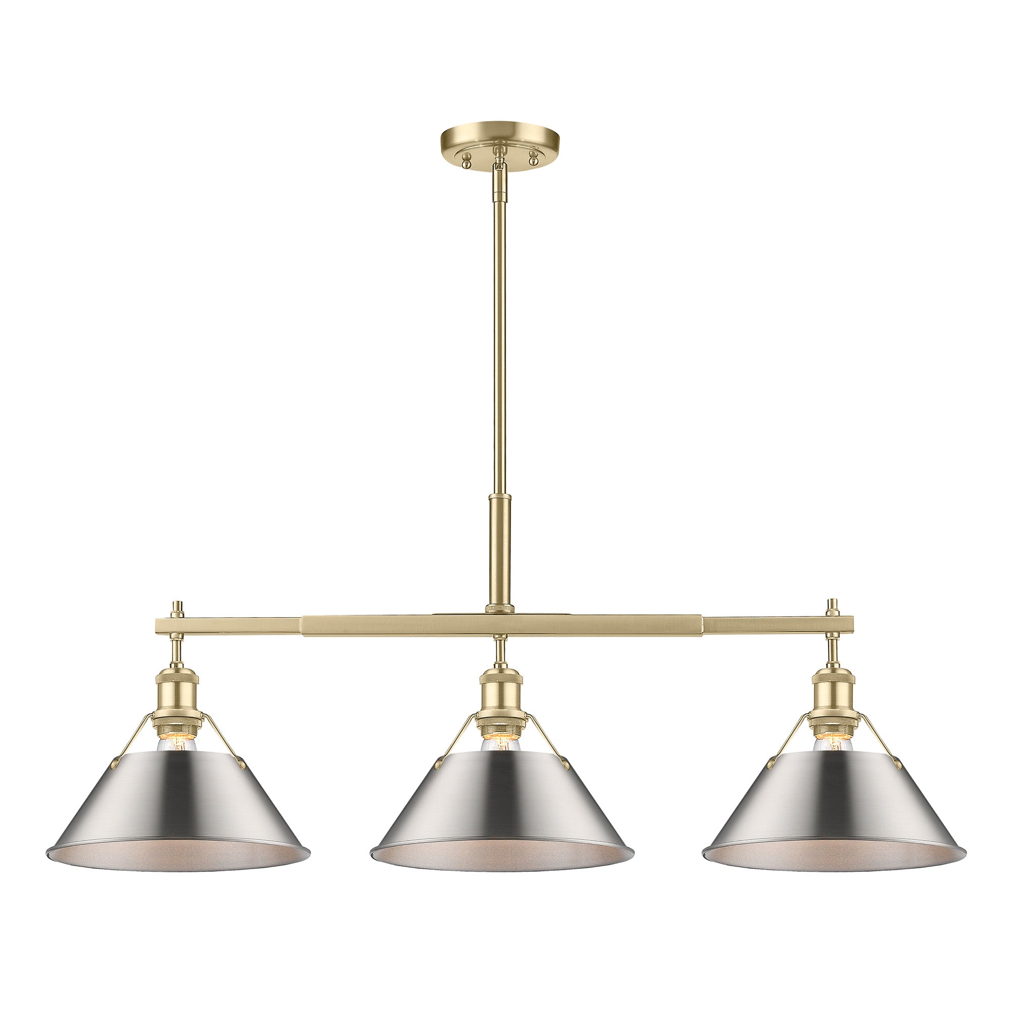 Yep by Golden Lighting Orwell 3-light Island Light in Brushed Champagne Brass and Pewter shade - - Golden Lighting