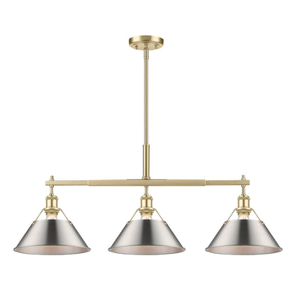 Yep by Golden Lighting Orwell 3-light Island Light in Brushed Champagne Brass and Pewter shade - - Golden Lighting
