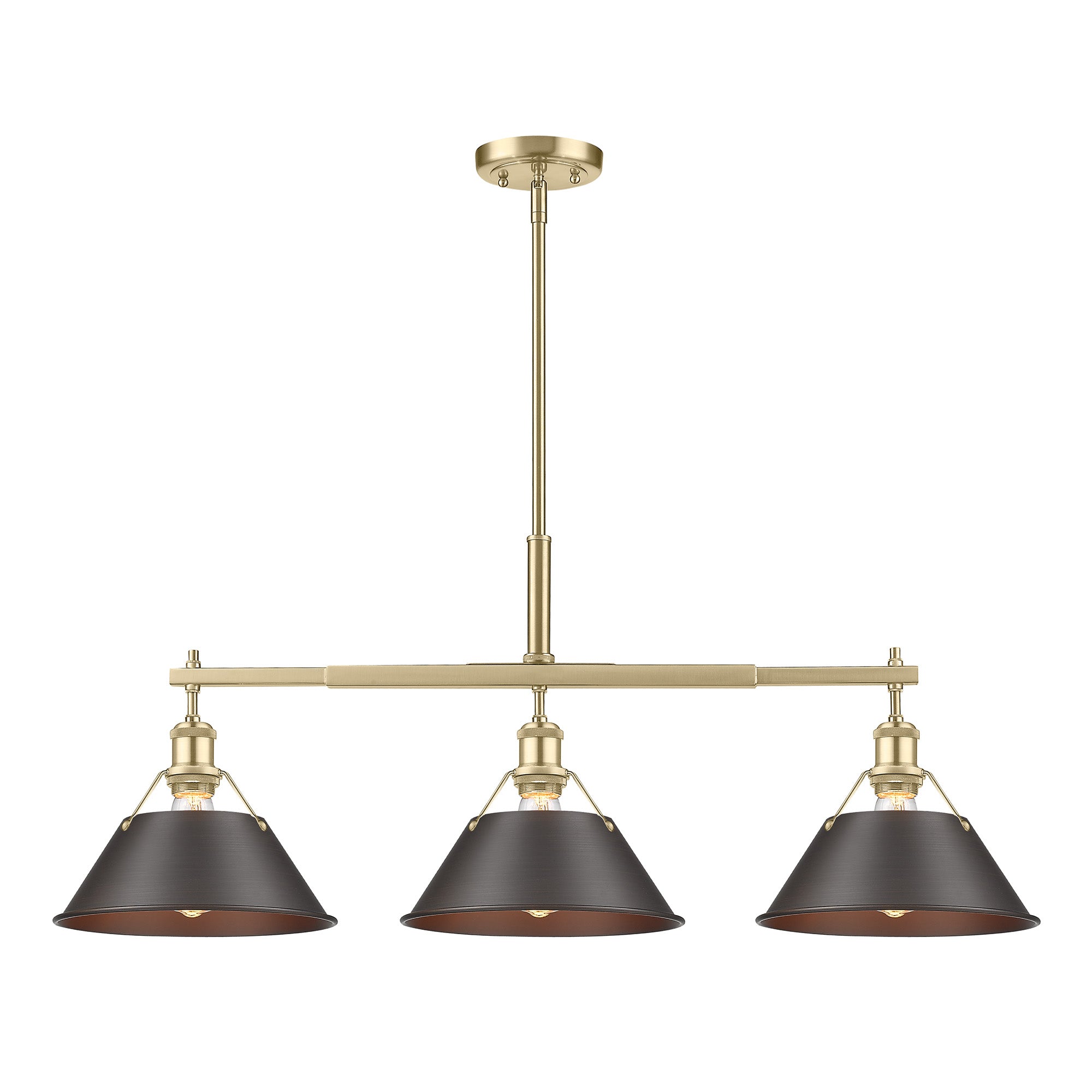 Orwell 3-Light Linear Pendant in Brushed Champagne Bronze with Rubbed Bronze - - Golden Lighting