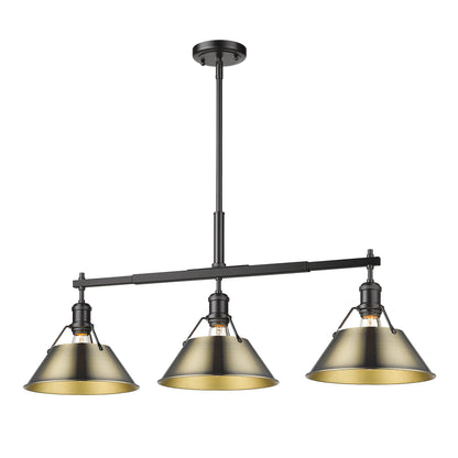 Orwell 3-Light Linear Pendant in Matte Black with Aged Brass - Matte Black / Aged Brass / Gold - Golden Lighting