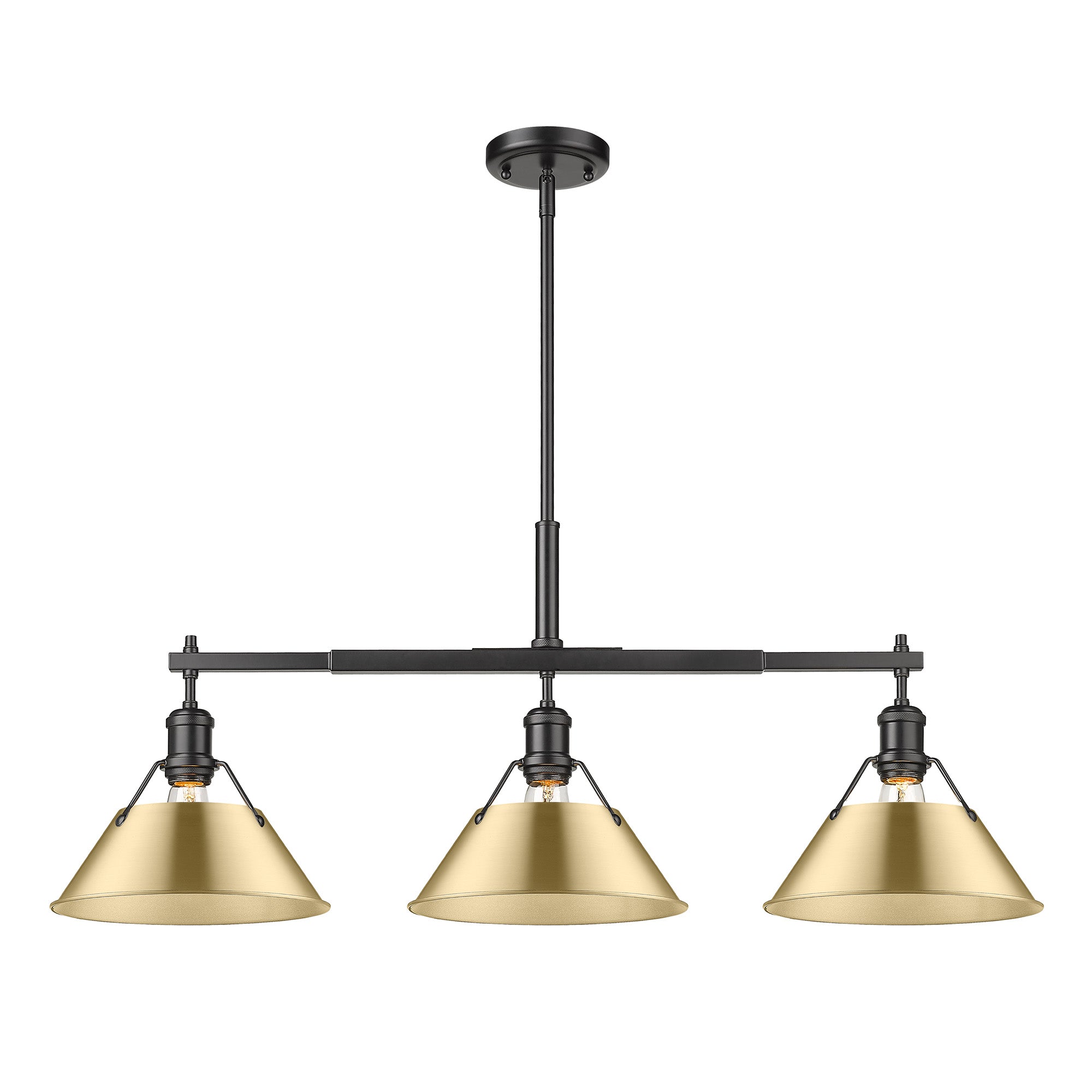 Orwell 3-Light Linear Pendant in Matte Black with Brushed Champagne Bronze - - Golden Lighting