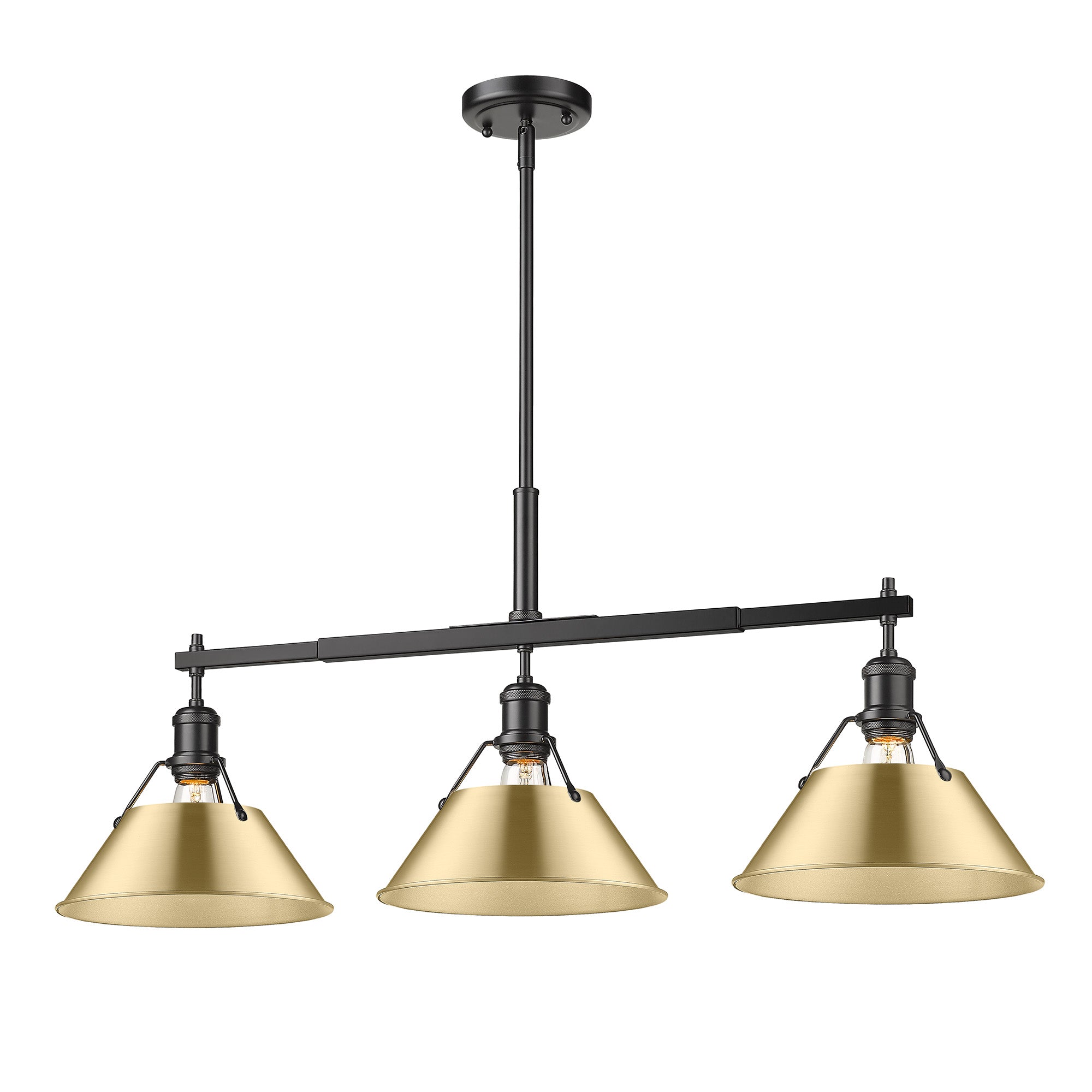 Orwell 3-Light Linear Pendant in Matte Black with Brushed Champagne Bronze - Matte Black / Brushed Champagne Bronze / Gold - Golden Lighting