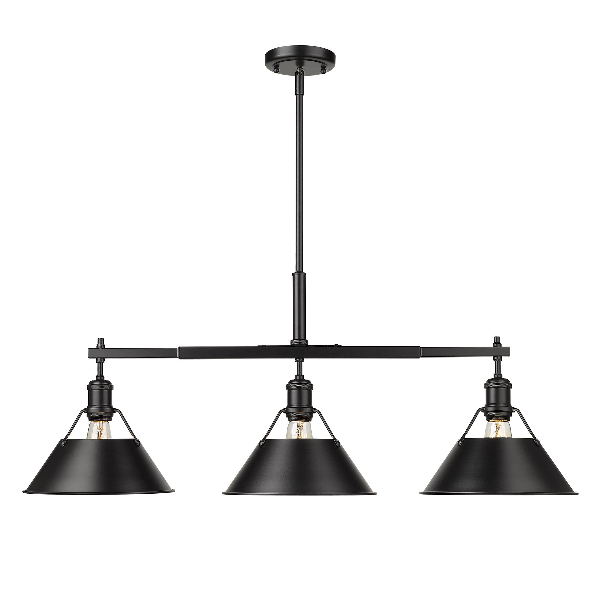 Orwell 3-Light Linear Pendant in Matte Black - - Golden Lighting