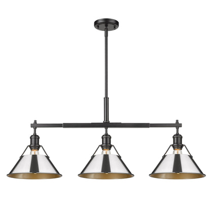 Orwell 3-Light Linear Pendant in Matte Black with Chrome - Default Title - Golden Lighting
