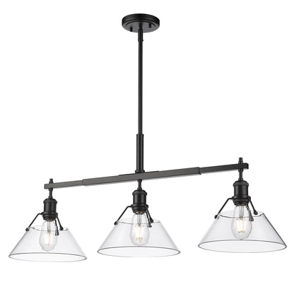 Orwell 3-Light Linear Pendant in Matte Black with Clear Glass - - Golden Lighting