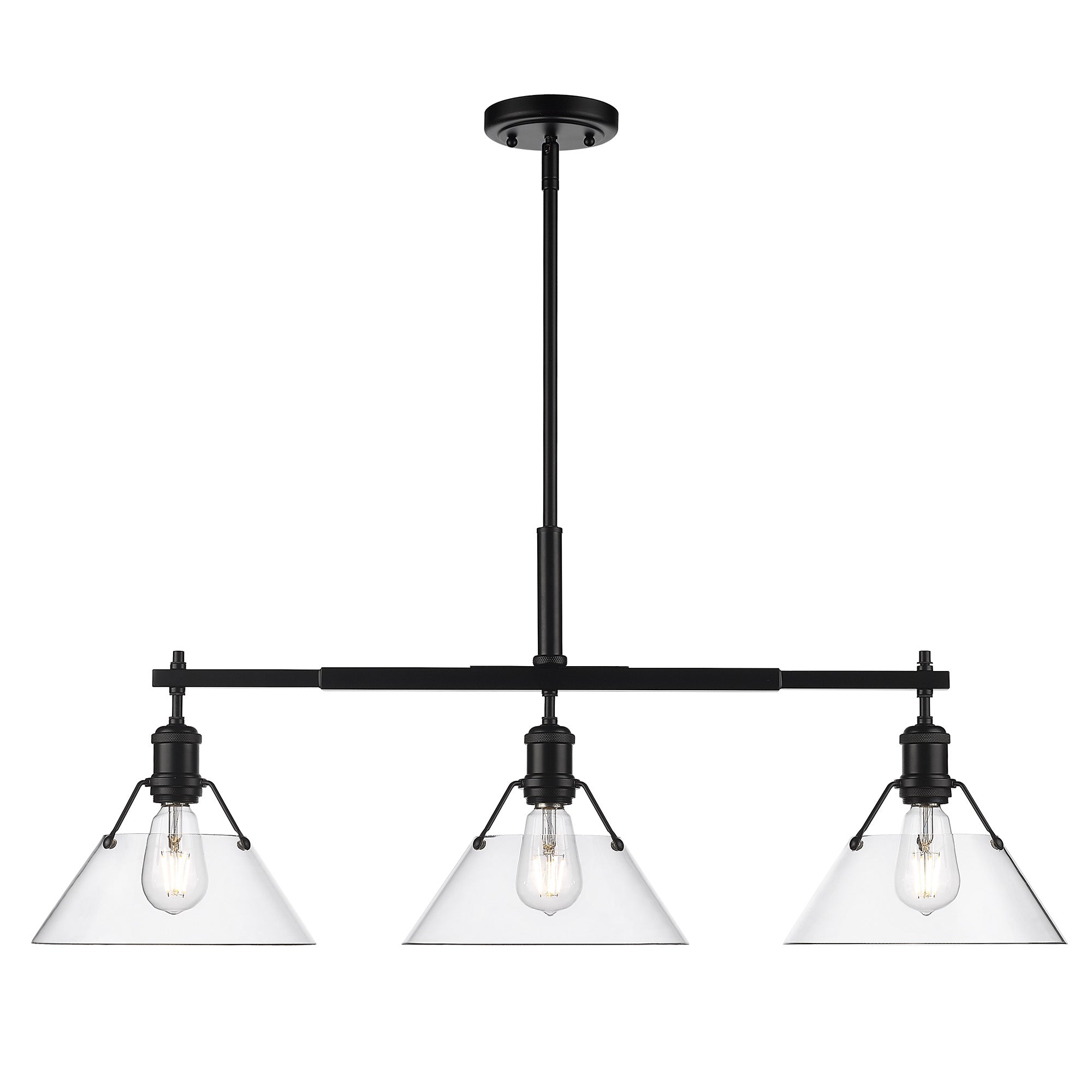 Orwell 3-Light Linear Pendant in Matte Black with Clear Glass - Matte Black / Clear Glass / Clear - Golden Lighting