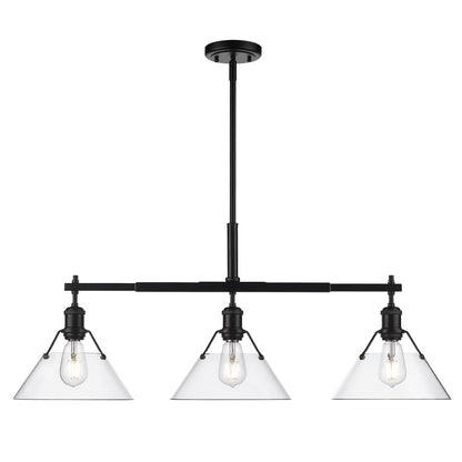 Orwell 3-Light Linear Pendant in Matte Black with Clear Glass - Matte Black / Clear Glass / Clear - Golden Lighting