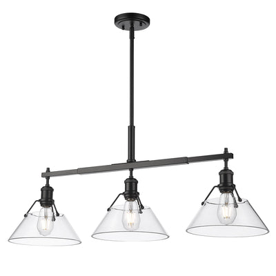 Yep by Golden Lighting Orwell 3-light Island Light in Matte Black and Clear Glass - - Golden Lighting