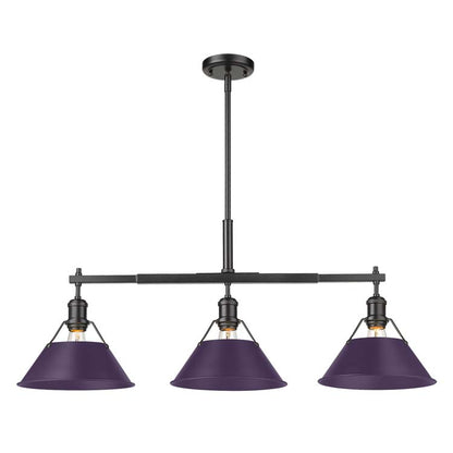 Yep by Golden Lighting Orwell 3-light Island Light in Matte Black and Exotic Purple shade