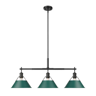 Yep by Golden Lighting Orwell 3-light Island Light in Matte Black and Pine Green shade - - Golden Lighting