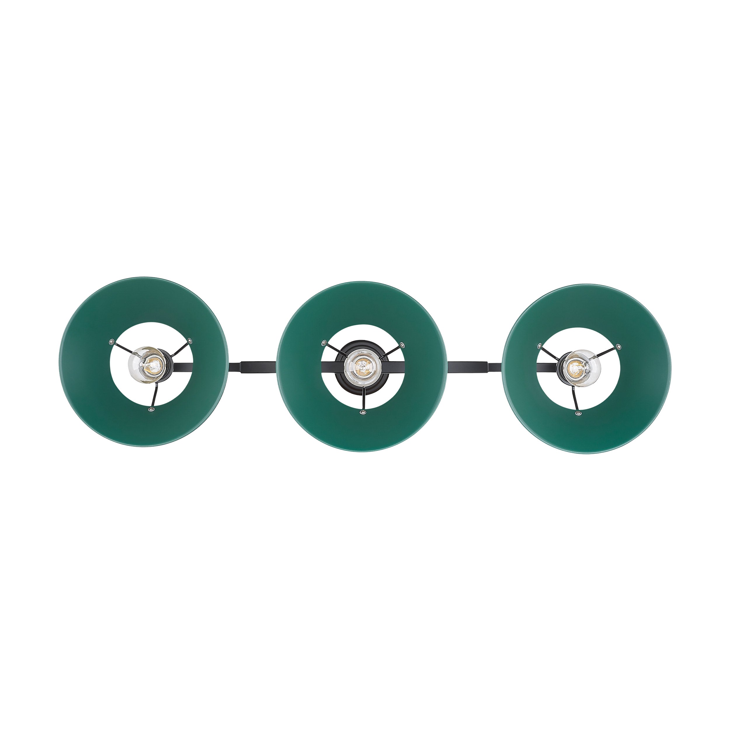 Orwell 3-Light Linear Pendant in Matte Black with Pine Green - Default Title - Golden Lighting